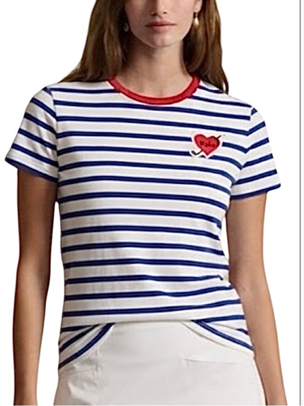 Polo Golf Ralph Lauren Heart Patch Stripe T-shirt Top